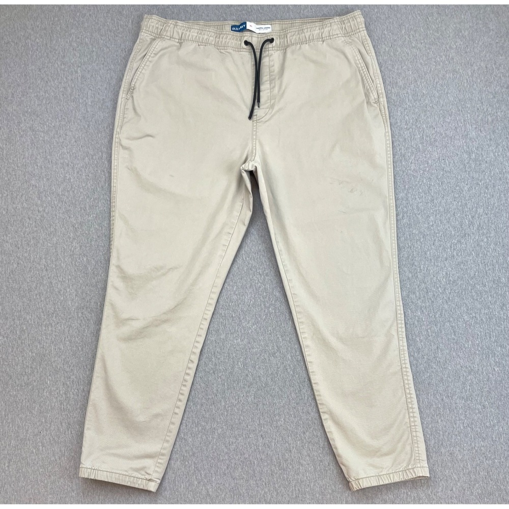 Old Navy Jogger Mens XL Beige Cotton Blend Stretch Elastic Band Drawstring